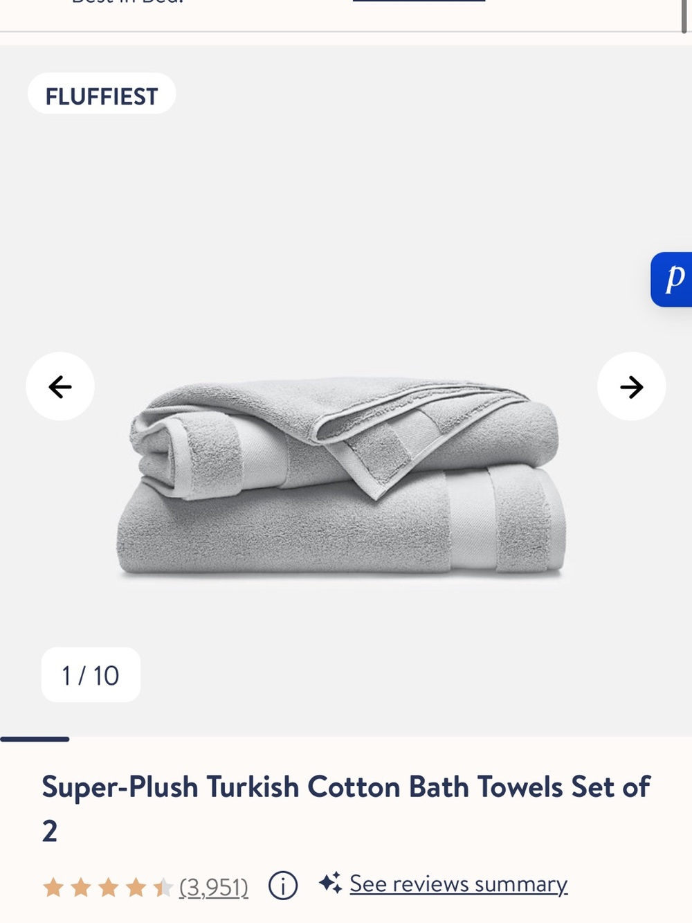 Brooklinen Super-Plush Turkish Cotton Bath Towels - Light Gray Pewter (Set of 2)
